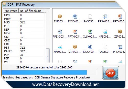 FAT data recovery utility screenshot