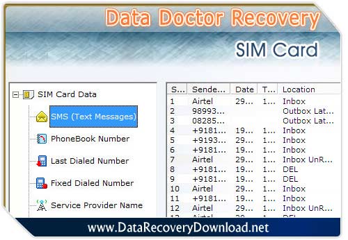 Sim Card Deleted SMS Rescue Tool screen shot