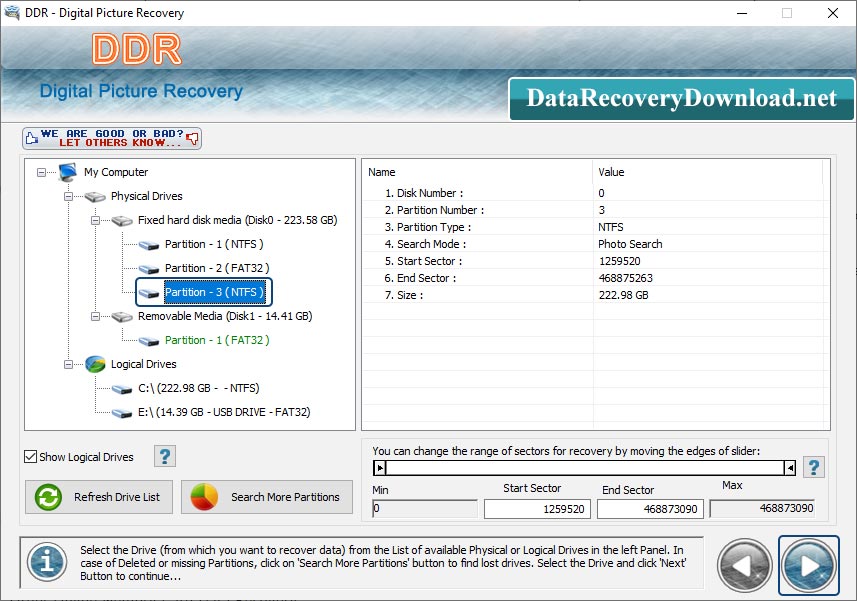 Select Partition of Storage Media