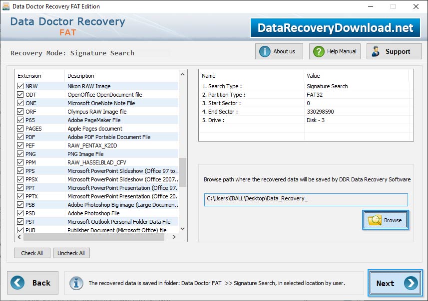 choose the path where the recovered image