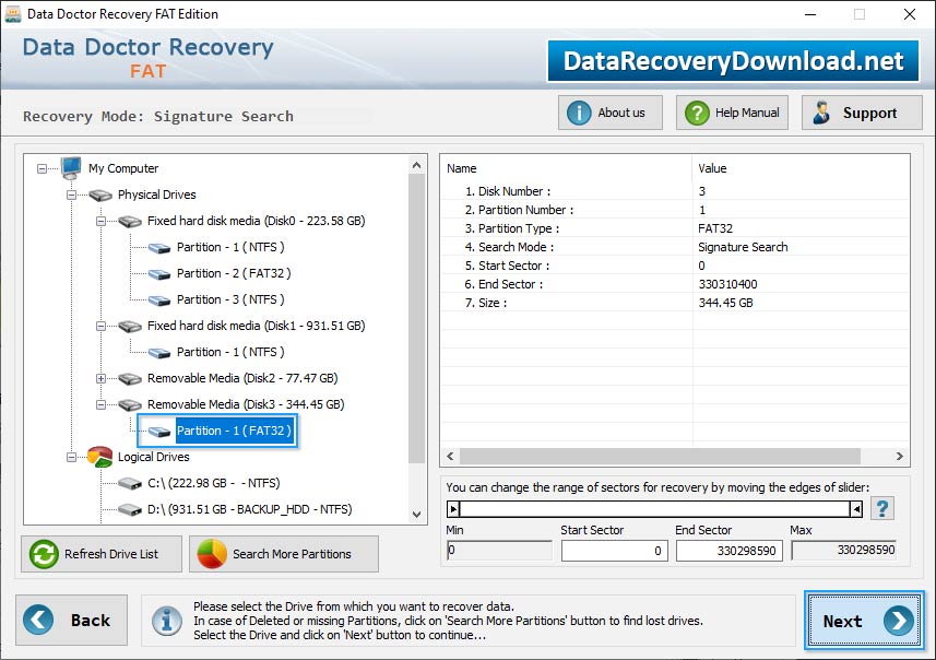 Select the Drive