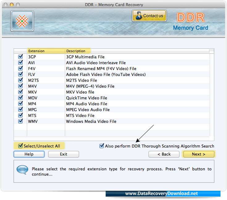 Select required extension type Select required extension type