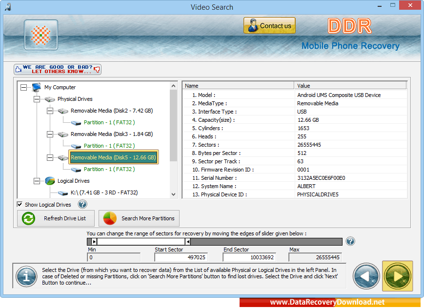 Select removable media Select removable media