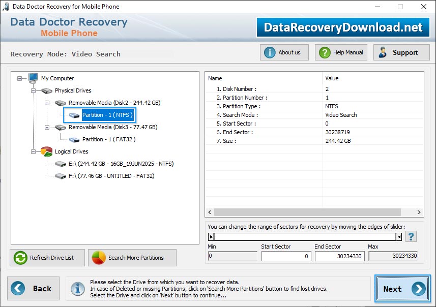Select partition